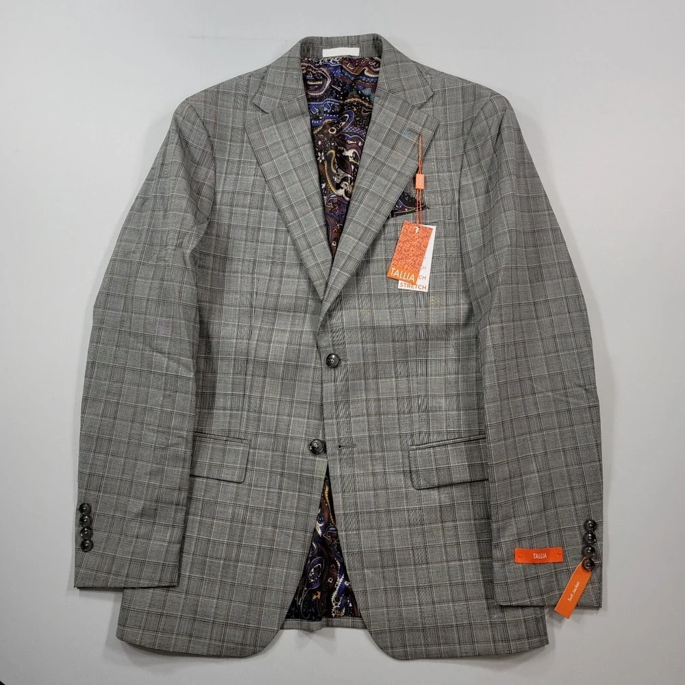 Tallia‎ Slim-Fit Wool Suit Mens 38L 2 Piece Pants 32x32 Cream Brown $600 NEW